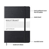 HULYTRAAT Classic Grid Notebook (Pack of 2), Premium Hard Cover Faux Leather Journal, 5.7" x 8", 120 gsm Ivory White Acid-Free Paper, 160 Squared/Grid Pages per Book, Black