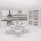 CuteExpress Dollhouse Kitchen Set Miniature Furniture of Dining Room Kit 1/12 Scale Wooden Scenes Accessories (Style-A)