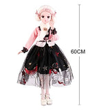 BJD Doll, Fashion Doll Yu Qi Wears Red and Black Colorblock Dress 1/3 SD Doll 60 cm 24 Inch Jointed Dolls BJD Doll Princess Doll Children's