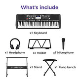 Starfavor 61 Key Portable Electric Keyboard Electronic Piano Music with Full-Size Keys for Beginners Adults Kids, include Z-style Stand, Stool, Power Supply, Microphone, Headphone (SEK-461S)