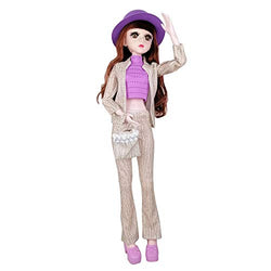 EVA BJD 57cm 22 Inch Doll Jointed Dolls - Including Clothes with Wig, Shoes,Accessories for Girls Gift (Casual Wear-Purple)
