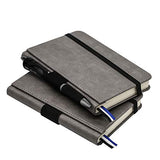2 Pack Small Notebook Pocket Lined Journal Mini Notepad, 3.5 by 5.5 Inch, Leather Hardcover, 100 GSM Thick Paper (Grey, Ruled)