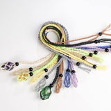Anjiucc 18 Pieces Multicolor Necklace Cord Empty Stone Holder Empty Necklace Holder Quartz Crystal Stone Necklace Cord, Adjustable Cord Cage Fish Netted Necklace Cord for DIY Jewelry Making Accessories.