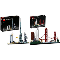 LEGO Architecture Skyline Collection 21043 San Francisco Building Kit & Architecture Skylines: Dubai 21052 Building Kit, Collectible Architecture Building Set for Adults (740 Pieces)