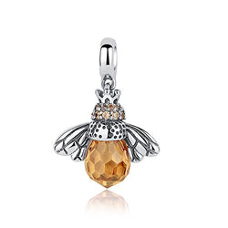 BAMOER 925 Sterling Silver Cute Bee Drop Earrings Pendant Necklace for Women Teen Girls Bee Jewelry
