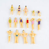 NWFashion 20pcs 1:50 Scale Painted Model Beach Swimsuits People Figures