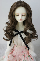JD433 7-8inch 18-20CM Adorable Long Wave Doll Wigs 1/4 MSD Synthetic Mohair BJD Doll Accessories (Medium Brown)