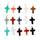 Assorted Cross Shape Healing Chakra Beads Crystal Rock Stone Quartz Pendants for Necklace Jewelry