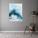 Yihui Arts Abstract Moutain Canvas Wall Art with Textured Modern Light Blue Pictures for Living Room Bedroom Bathroom Decoration