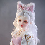Y&D 1/4 BJD Doll 16.4 Inch SD Doll Long Silver Fairy Maiden Doll Hair SD BJD Doll Wig with Full Set Clothes Shoes Wig Makeup, Fit Cosplay Party Dress Up