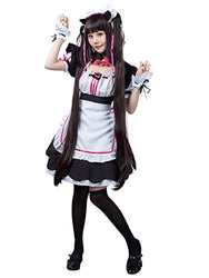 Cosfun Chocola Cosplay Maid Dress Costume with Apron Cat Ears Tail mp005746 (Small)