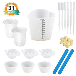 LET'S RESIN Silicone Measuring Cups with 1PCS 500ML Heart Silicone Cups,2PCS 100ML Resin Mixing Cups,6PCS Mini Silicone Mixing Cups, Mixing Spoons,Finger Cots and Pipettes