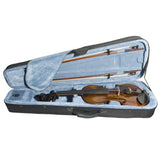 Mendini 4/4 MV500+92D Flamed 1-Piece Back Solid Wood Violin with Case, Tuner, Shoulder Rest, Bow, Rosin, Bridge and Strings - Full Size