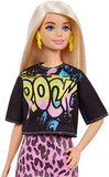 Barbie Fashionistas Doll #155 with Blond Hair with Rock Tee and Skirt, Toy for Kids 3 to 8 Years Old