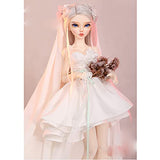 ZDLZDG BJD Dolls 1/4 SD Doll 16.5 Inch Ball Joint Doll Rotatable Joints with Silver Wig Dress Veil Shoes Beautiful Makeup Princess Dolls Toy Gift