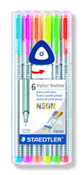 Staedtler 334 SB6NA6 Triplus Fineliner Pens (6 Pack), Neon