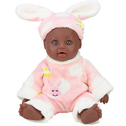 TUSALMO 12 inch Vinyl Newborn Baby Dolls for Children's and Granddaughters Holiday Birthday Gift, Lifelike Reborn Washable Silicone Doll, Reborn Baby Doll. (Black Pink)