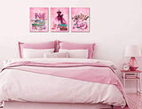 THRLVEART Wall-Art Fashion - Wall Decor for Bedroom Women - Pink Wall Art Skirt Lipstick Handbags Perfume High Heels Painting Size 12"x16"x3 Panels