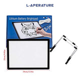 L-APERATURE A4 Rechargeable LED Tracing Light Box, 5-Levels Dimmable LED trace light pad for Diamond Painting, Tattooing, Sketching, Animation, Stenciling, Black with Stand