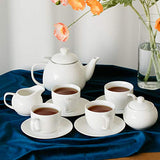 BTaT- Royal Tea Set, 4 Tea cups (8oz), Tea Pot (32oz), Creamer and Sugar Set, China Tea Set, Tea Service, Tea Cups and Saucer Set, Tea Set for Adults, Tea Cups Set of 4, Porcelain Tea Set