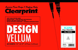 Clearprint 1000H Design Vellum Pad, 16 lb., 100% Cotton, 11 x 17 Inches, 50 Sheets, Translucent White, 1 Each (10001416)