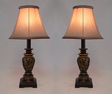 Set of 2 - 19"H Carved Traditional Accent Table Lamp Bedside Lamps Set (Dark Goldenrod)