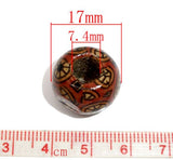 Housweety 100 Mixed Painted Drum Wood Spacer Beads 17x16mm (style 1-100pcs)