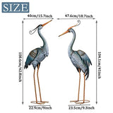 TERESA'S COLLECTIONS 42.8inch Large Blue Heron Garden Sculptures & Statues for Yard Decor, Metal Crane Garden Decor for Outside, Bird Yard Art Lawn Ornaments for Outdoor Pond Patio Decoration Set of 2