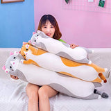 Shayon Cat Soft Pillow Plush Long Throw Sleeping Pillow Cotton Kitten Pillow Cuddly Stuffed Cute Plush Doll Toy Gift for Kids Girlfriend (Yellow, 70cm)