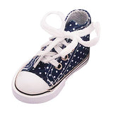 kowaku 2 Pairs 7.5cm Fashion Dotted High Top Lace up Canvas Shoes Casual Sneakers for 1/3 Scale Ball Jointed Dolls - Dark Blue + White