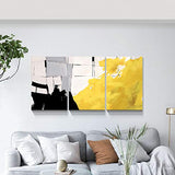 Looife 3 Panel Canvas Wall Art for Living Room - 3 Piece 12x16 Inch Abstract Black Yellow and White Hand Painted Artwork Prints Wall Decor, Ready to Hang