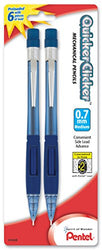 Pentel Quicker Clicker Automatic Pencil, 0.7mm, Transparent Blue Barrel, 2 Pack (PD347BP2-K6)