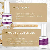 Christmas Nail Art Nail Foil - Foil Nail Art Ejiubas Nail Art Foil Nail Foil Transfer, Nail Foil Glue Top Coat, Salon Grade All-In-One Kit, Easy to Do Foil Glue Nail Art at Home