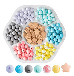 Savvy Choice Silicone Beads Bulk Set - 12mm Round Silicone Beads - Create Colorful DIY Bracelet & Necklace Jewelry, Keychain Bead Clip Kit