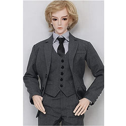 SFLCYGGL 5 Pcs Set Uncle Professional Suit Coat + Shirt + Pants + Vest + Tie, for 1/3 Boy BJD Doll Clothes Dress Up