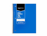 AmazonBasics College Ruled Wirebound Notebook, 70-Sheet, Assorted Solid Colors, 5-Pack