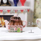 F Fityle 1:12 Dollhouse Accessory Mini Porcelain Hand Painting Tea Pot Doll House Decor Kitchen Miniature Simulation Furniture Set Model for Dollhouses