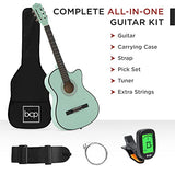 Best Choice Products Beginner Acoustic Guitar Starter Set 38in w/Case, All Wood Cutaway Design, Strap, Picks, Tuner - SoCal Green