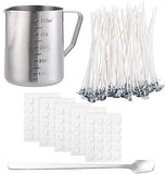 DIY Candle Making Kit with 1PCS Melting Pouring Pot, 100PCS Candle Wicks, 100PCS Candle Wicks Sticker, and One Stainless Steel Spoon for Making Candles
