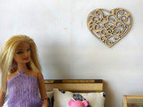 Miniature Dollhouse Wall Decor, Butterfly Heart Stylish Wooden Hanging. Modern