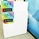 White Stretched Canvas Professional Artist Quality for Canvas Art Painting Set of 6 Pack (12x16inches)