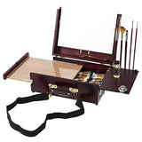 Soho Urban Artist Scout Pochade Box for Plein Air Painting Easel with Storage, Lightweight & Portable, Mahogany Finish