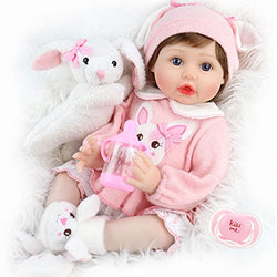 Aori Reborn Baby Doll Lifelike Weighted Girl Doll 22 Inch with Bunny Set for Children Age 3