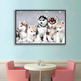 DIY 5D Diamond Painting Kits for Adults Full Drill Embroidery Paintings Rhinestone Pasted DIY Painting Cross Stitch Arts Crafts for Home Wall Decor 30x40cm/11.8×15.7Inches（Lovely Huskies,Dogs)