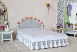 Miniature Dollhouse Bed 1:6 Scale Furniture With Flowers Coverlet. Soft Mattress