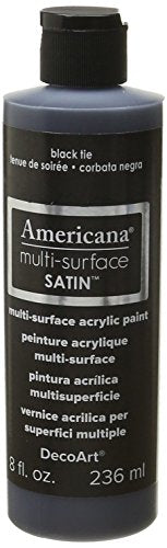 DecoArt Americana Multi-Surface Satin Acrylic Paint, 8-Ounce, Black Tie