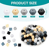100 Pcs Hexagon Silicone Beads DIY Necklace Bracelet Beads Kit Rubber Beads 14 mm Polygonal Silicon Beads for Keychain Making Handmade Lanyard Craft Bracelet Necklace Jewelry Nursing Accessories