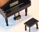 ANGEL MELODY Wooden Grand Piano Music Box Mechanism with Bench and Metal Pedal, Ring Storage Box Wind up You are My Sunshine Musical Boxes Birthday Gifts for Her, Kids, Daughter, Boys, Girls, (Black)