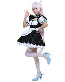 Cosplay.fm Women‘s Vanilla Cosplay Costume Maid Lolita Dress with Apron Petticoat Cat Ears Tail (S, Black/White)