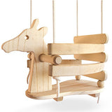 Ecotribe Wooden Giraffe Swing Set for Toddlers - Smooth Birch Wood with Natural Cotton Ropes